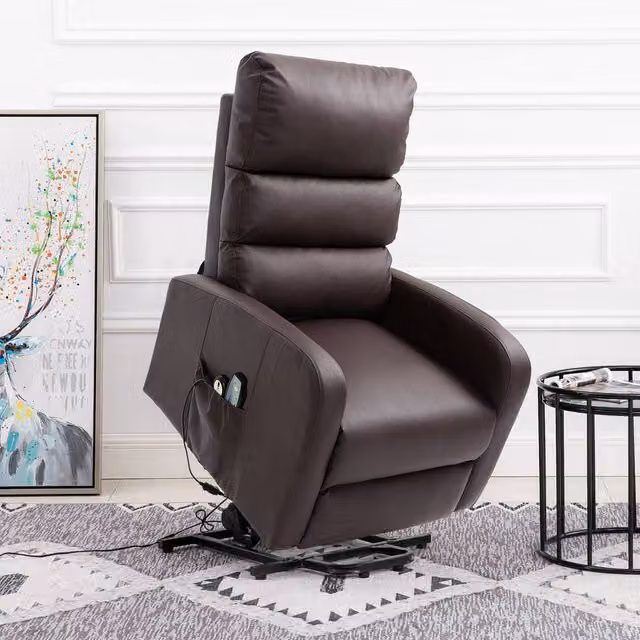 Merax Electric Power Lift Recliner Chair with Massage and Heat in Brown Synthetic Leather – 1