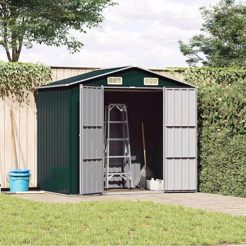 Berkfield Home Green Galvanised Steel Gable Garden Shed W/D/H: 205 x 129 x 183 cm – 3