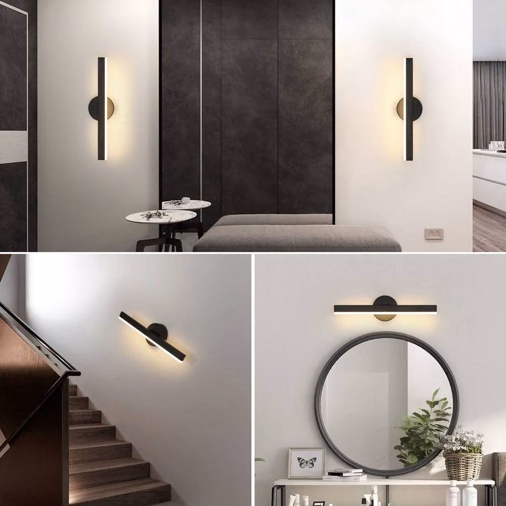 Pheashine Black Rotatable LED Wall Sconce with 3000K Warm White Light, Length: 38 cm – 6