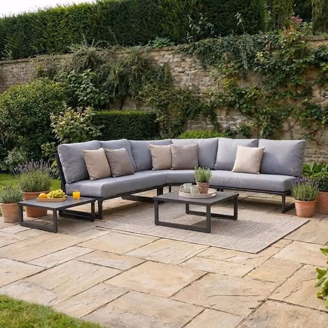 Rimini 5 Seater Sofa Set in Grey with Aluminium and Metal Frame