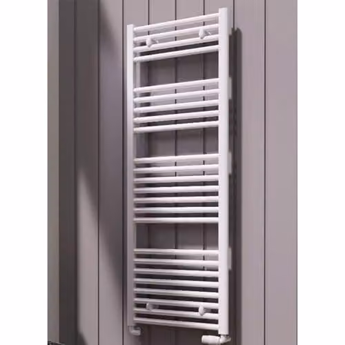 Bathroom Kingdom Diva White Straight Heated Towel Rail, H: 800 mm, W: 500 mm