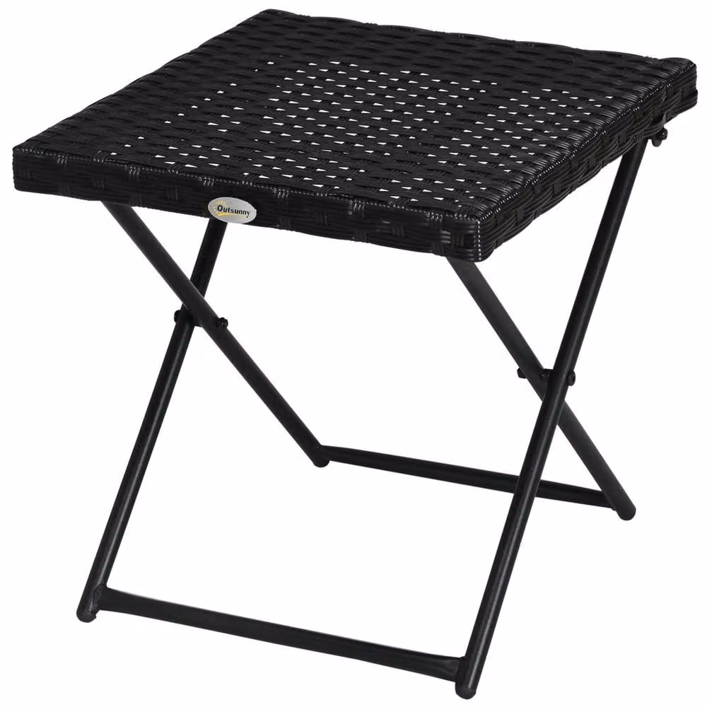 FORGEVIO Black Foldable Square Rattan Outdoor Coffee Table for Balcony and Bistro – 3