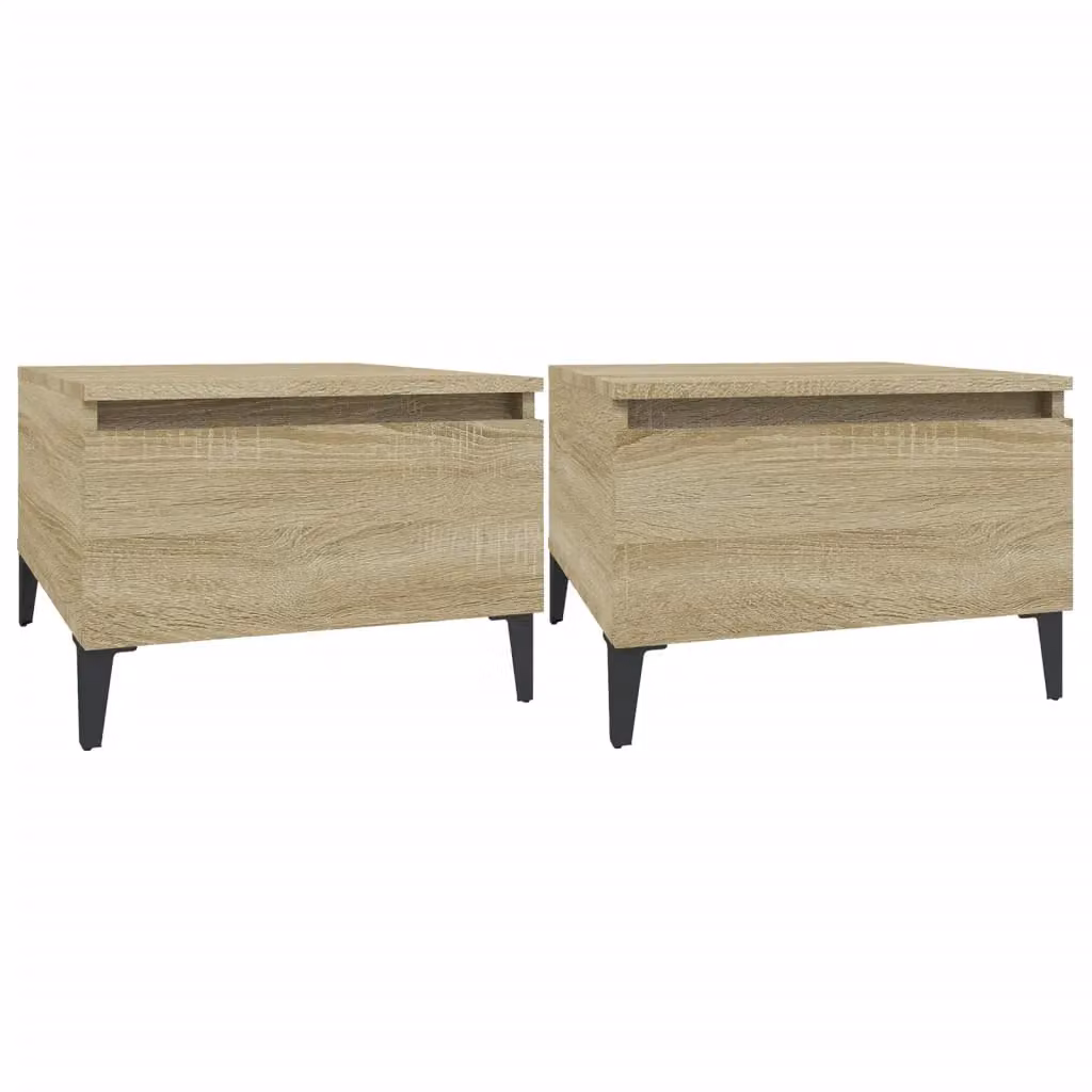 Berkfield Home Set of 2 Sonoma Oak Side Tables in Brown, W/D/H: 50 x 46 x 35 cm – 2