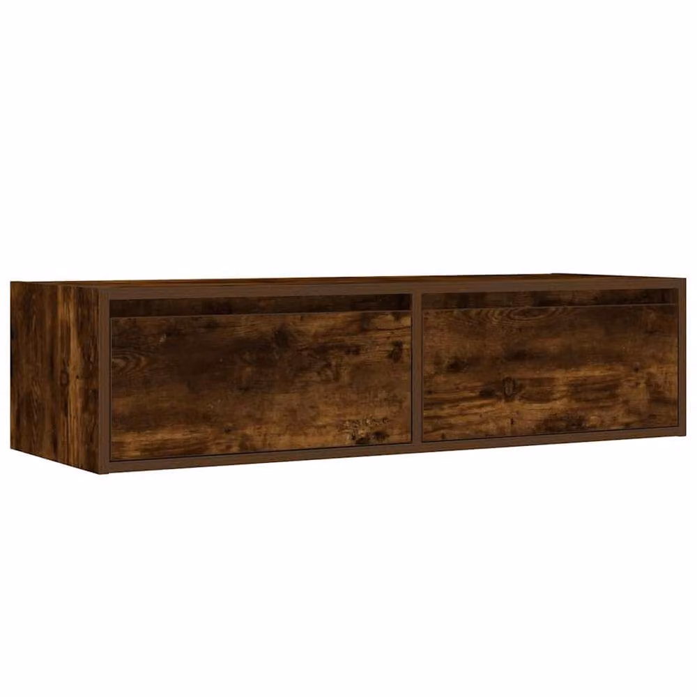 Berkfield Home TV Cabinet with LED Lights in Smoked Oak Brown, W: 100 cm, D: 35.5 cm, H: 25 cm – 5