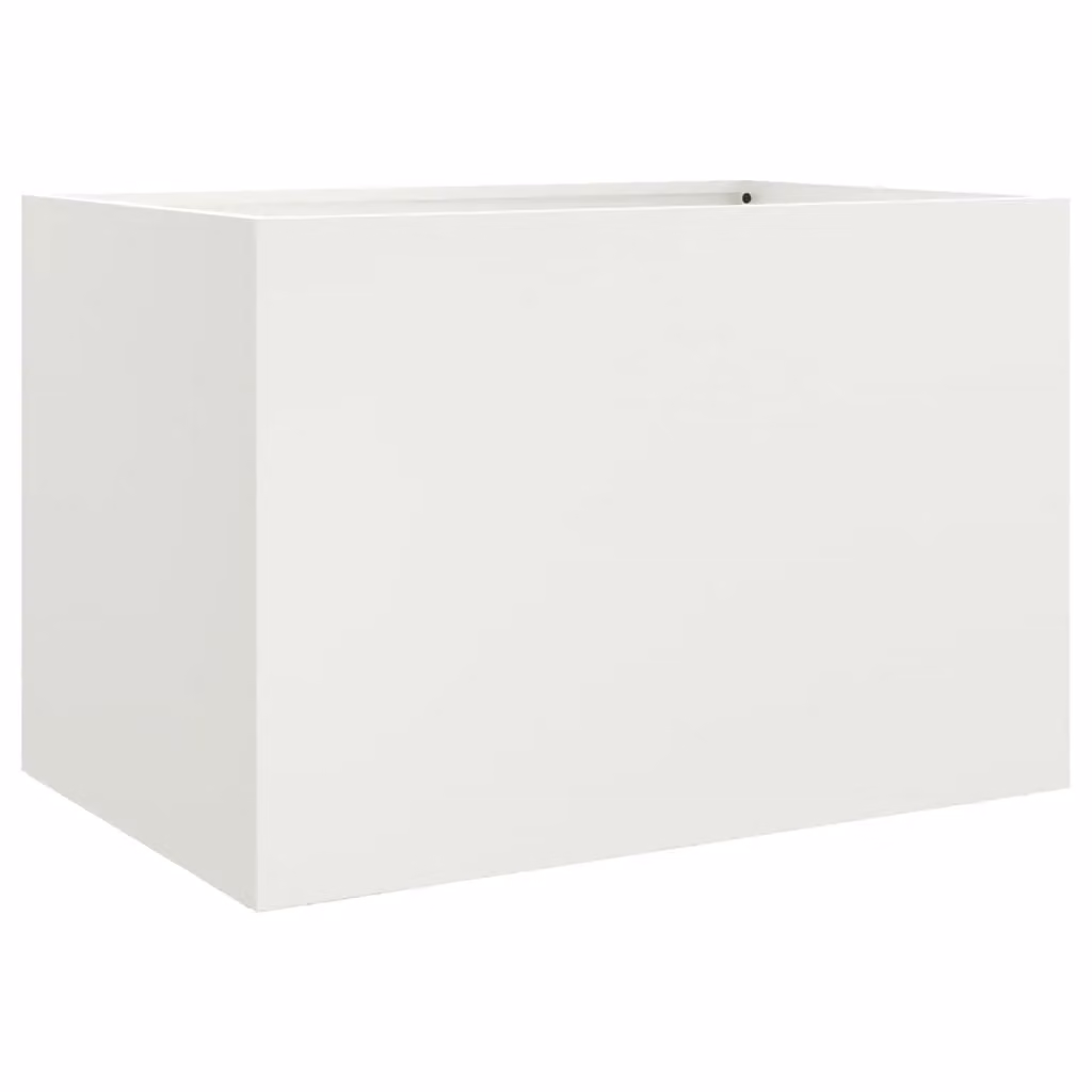 Berkfield Home Steel Planter Tub, White, W: 62 cm, D: 47 cm, H: 46 cm – 2
