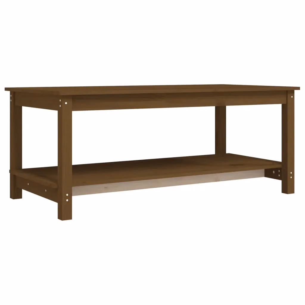 Berkfield Home Rustic Solid Pine Coffee Table, Honey Brown, W: 110 cm, D: 55 cm, H: 45 cm – 2
