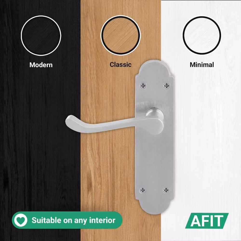 AFIT Satin Chrome Door Handle Latch Set with Silver Hinges, 6 Pairs, Size: 150 x 150 mm – 5