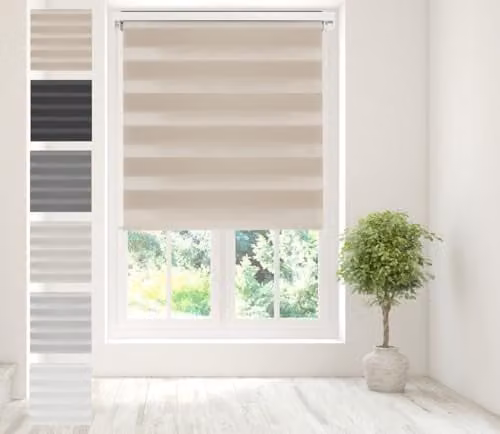 Caecus Day Night Zebra Roller Blind, Beige, W: 160 cm, H: 240 cm
