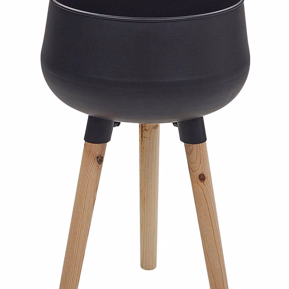 Wyld and Coco Black Plant Stand with Pine Wood Legs, W/D/H: 30 x 30 x 47 cm – 2