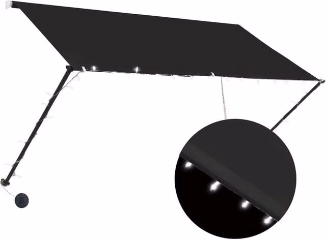 Berkfield Home Retractable Awning with LED in Anthracite and Black, W: 250 cm, D: 150 cm