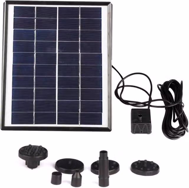 KDMD 5W Solar Powered Water Pump Fountain for 400L Garden Ponds in Black