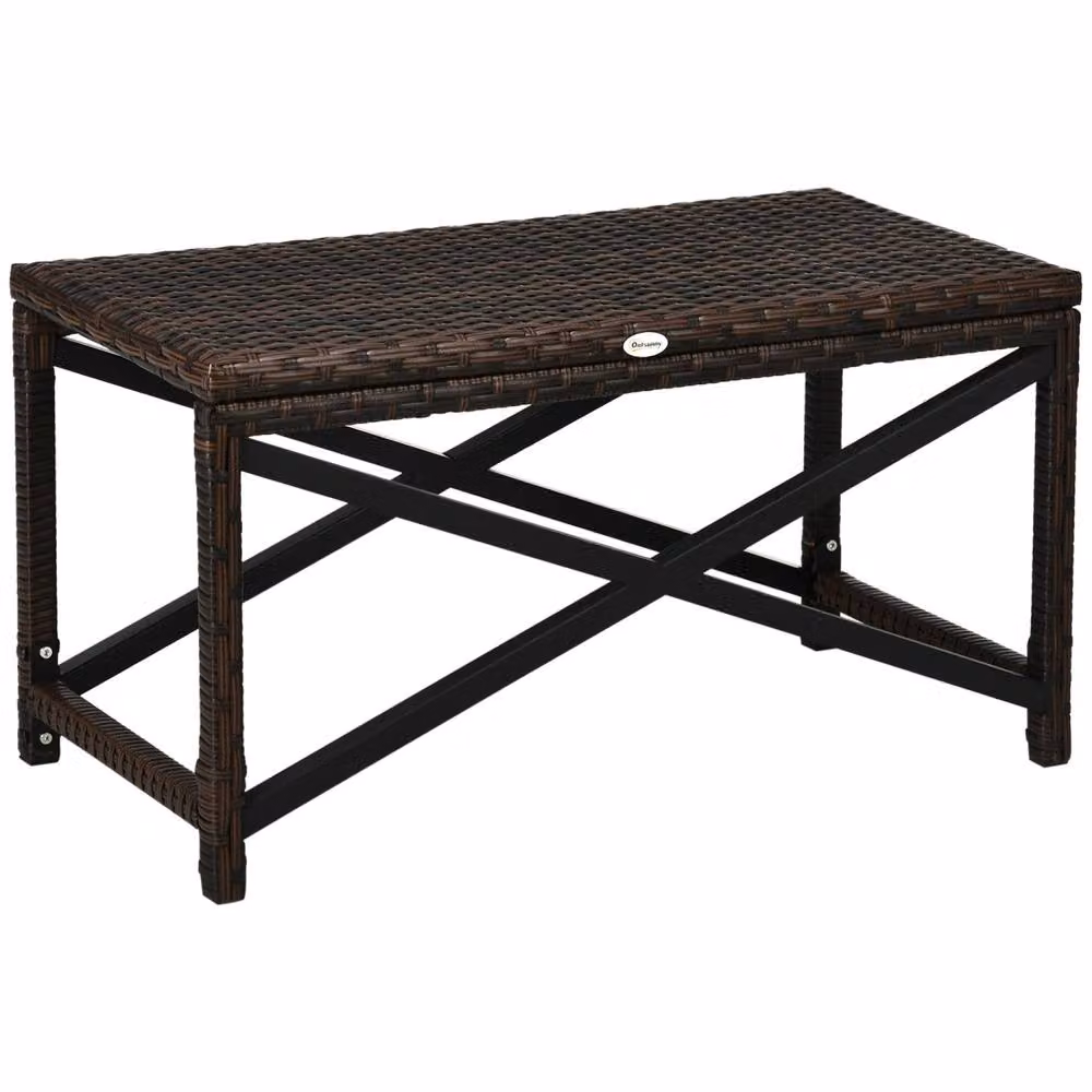 Wyld Haus Donori Outdoor Coffee Table with Mixed Brown Woven Rattan Top and Black X Frame, W/D/H: 43.0 x 40.0 x 40.0 cm – 2