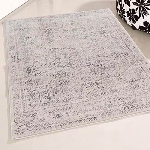 Mynes Home UK Classic Design Soft Dense Pile Living Room Rug in White, W: 200 cm, D: 290 cm – 1