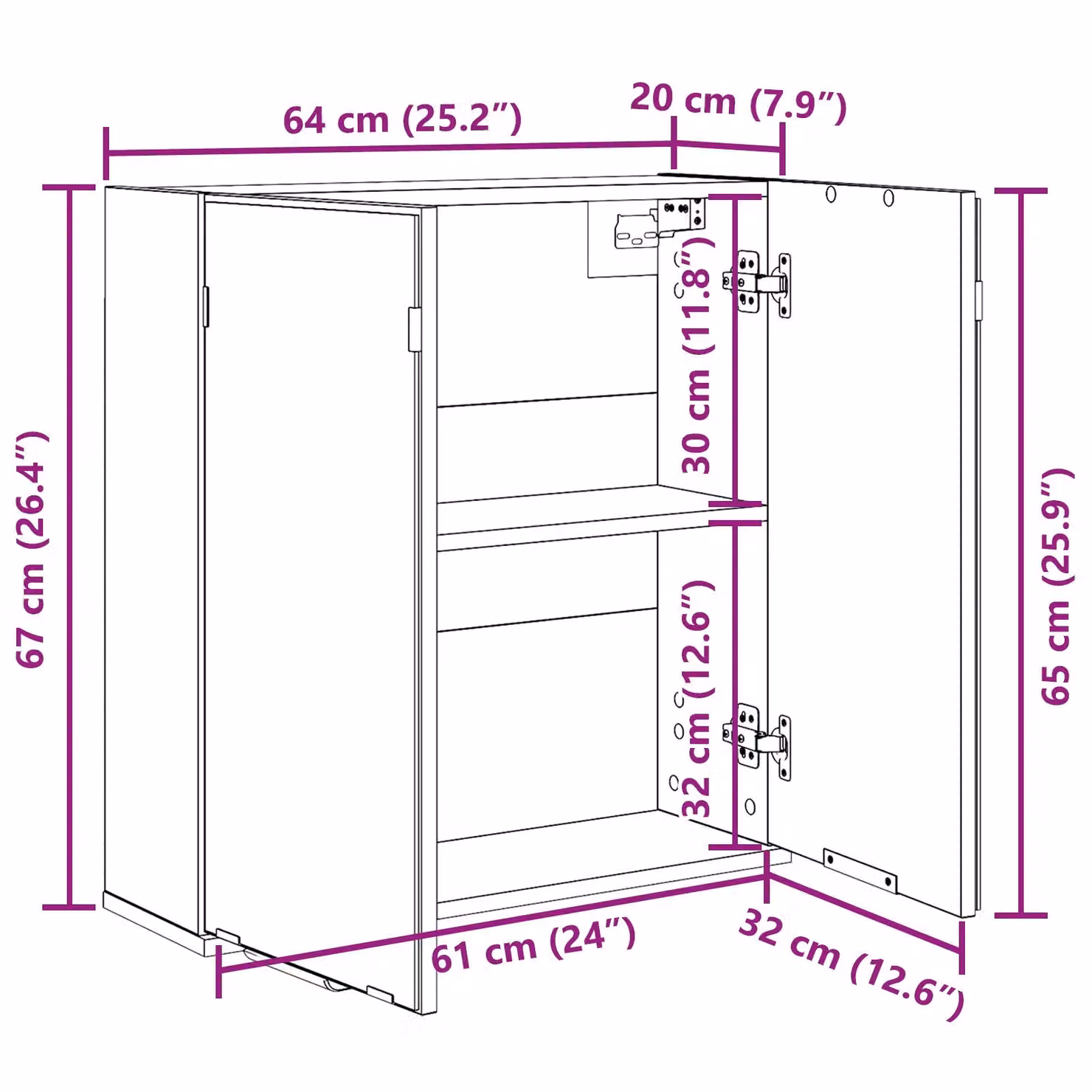 Berkfield Home Black Oak Bathroom Mirror Cabinet, W/D/H: 64 x 20 x 66.5 cm – 7