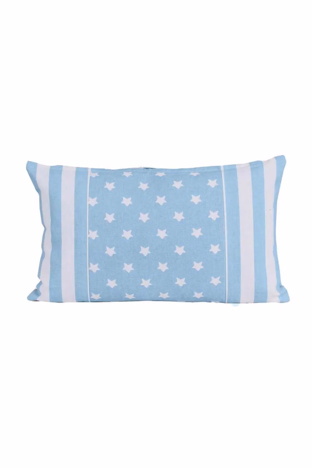 Homescapes Blue and White Stars and Stripes Cotton Rectangular Cushion Cover W/D/H: 50 x 30 x 30 cm
