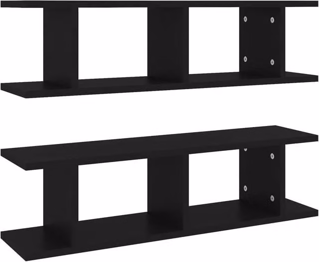 Berkfield Home Wall Mounted Cube Shelves, 2 Pack, Black, W: 75 cm, D: 20 cm, H: 18 cm – 1