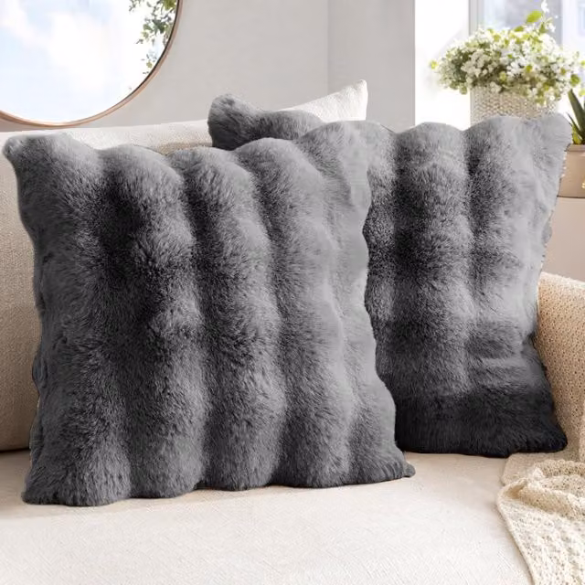 Sweet Dreams Luxury Supersoft Faux Fur Cushion, Grey, 43 x 43 cm