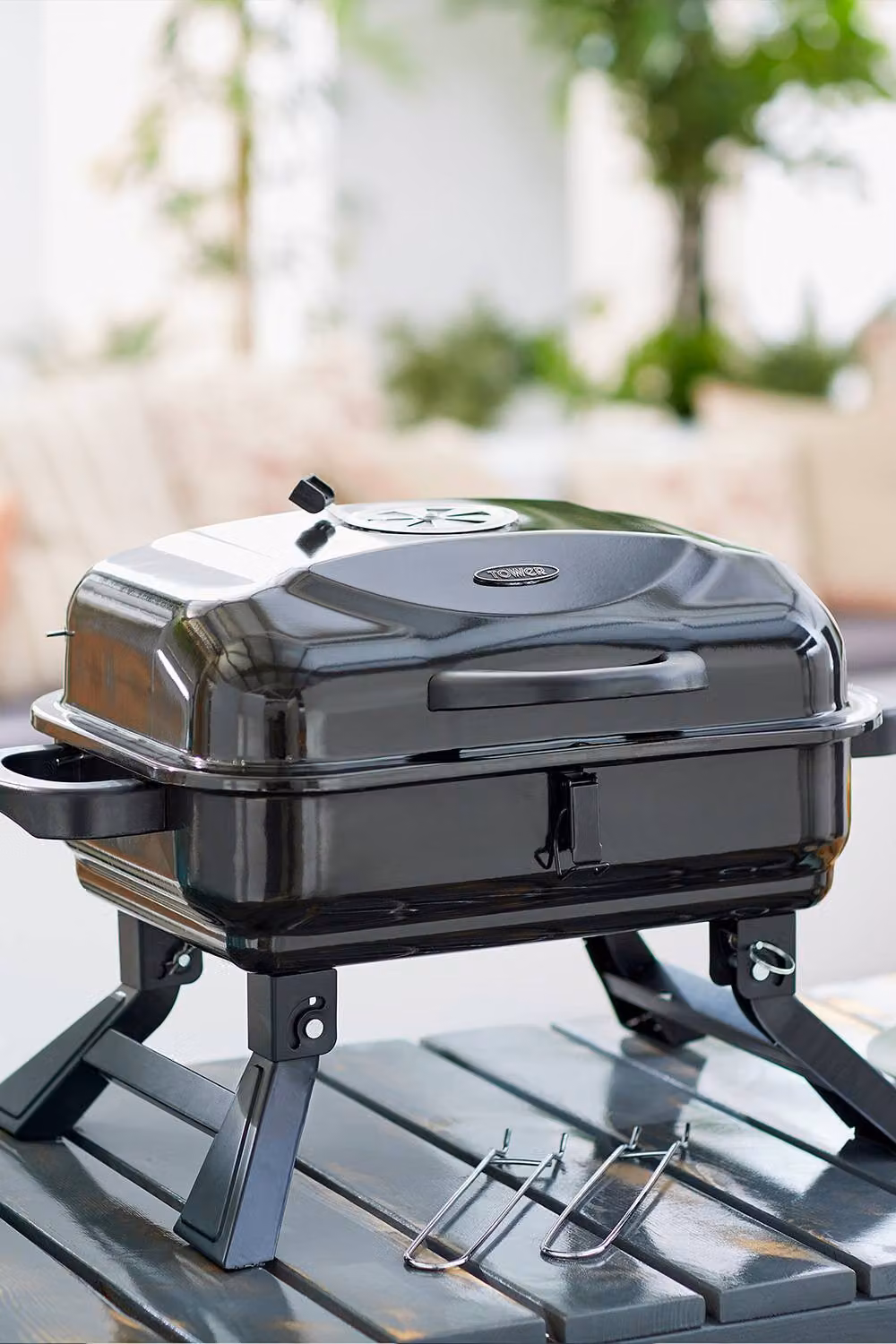 Tower Compact Tabletop Charcoal Grill in Black, W/D/H: 39.5 x 41.0 x 39.5 cm – 10