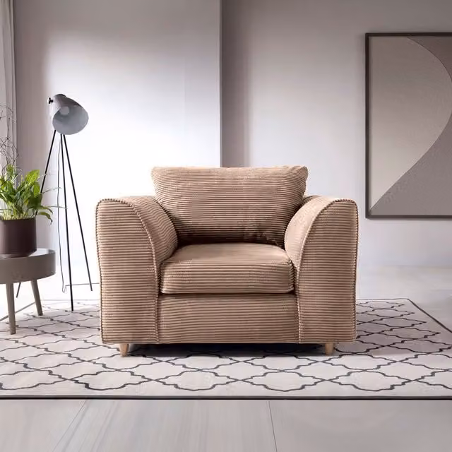Abakus Direct Jumbo Cord Armchair in Brown, W/D/H: 102 x 86 x 78 cm