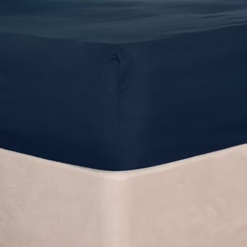Brentfords King Size Fitted Bed Sheet in Navy Blue, Easy Care Microfibre, W/D/H: 152 x 200 x 25 cm