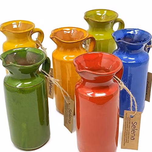 Verano Selena Hand Dipped Glazed Ceramic Rustic Jug, Dark Green, 0.5 l, H: 18 cm – 3