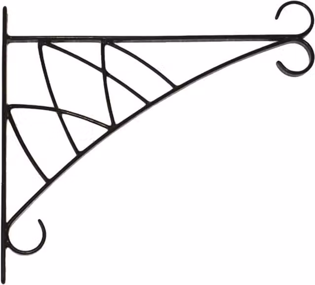 Garden Pride Lotus Design Hanging Basket Bracket in Black, Plastic Coated Steel, W/D/H: 38 x 30 x 23 cm