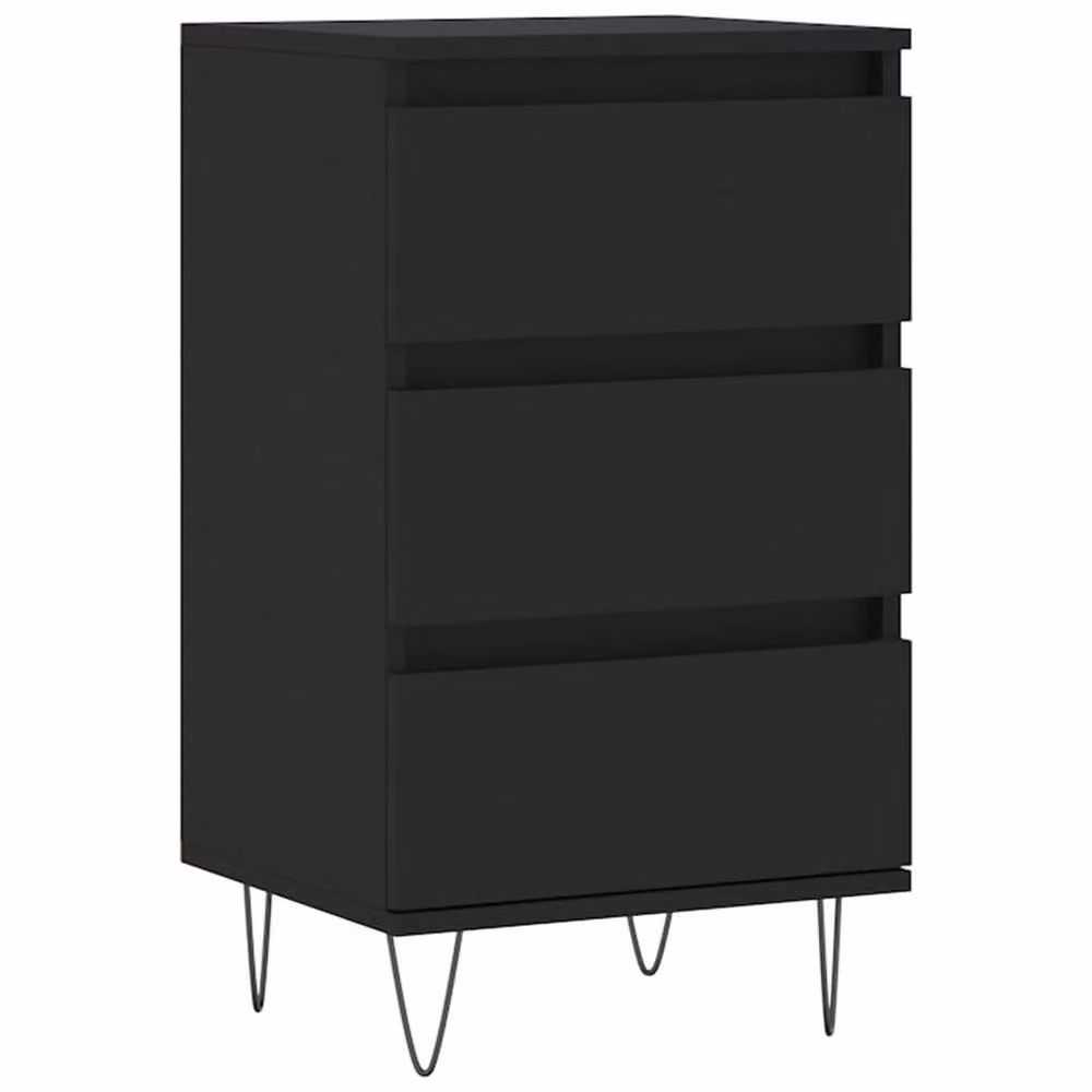 Berkfield Home Black Modern Sideboard in Matt MDF and Metal, W/D/H: 40 x 35 x 70 cm – 3