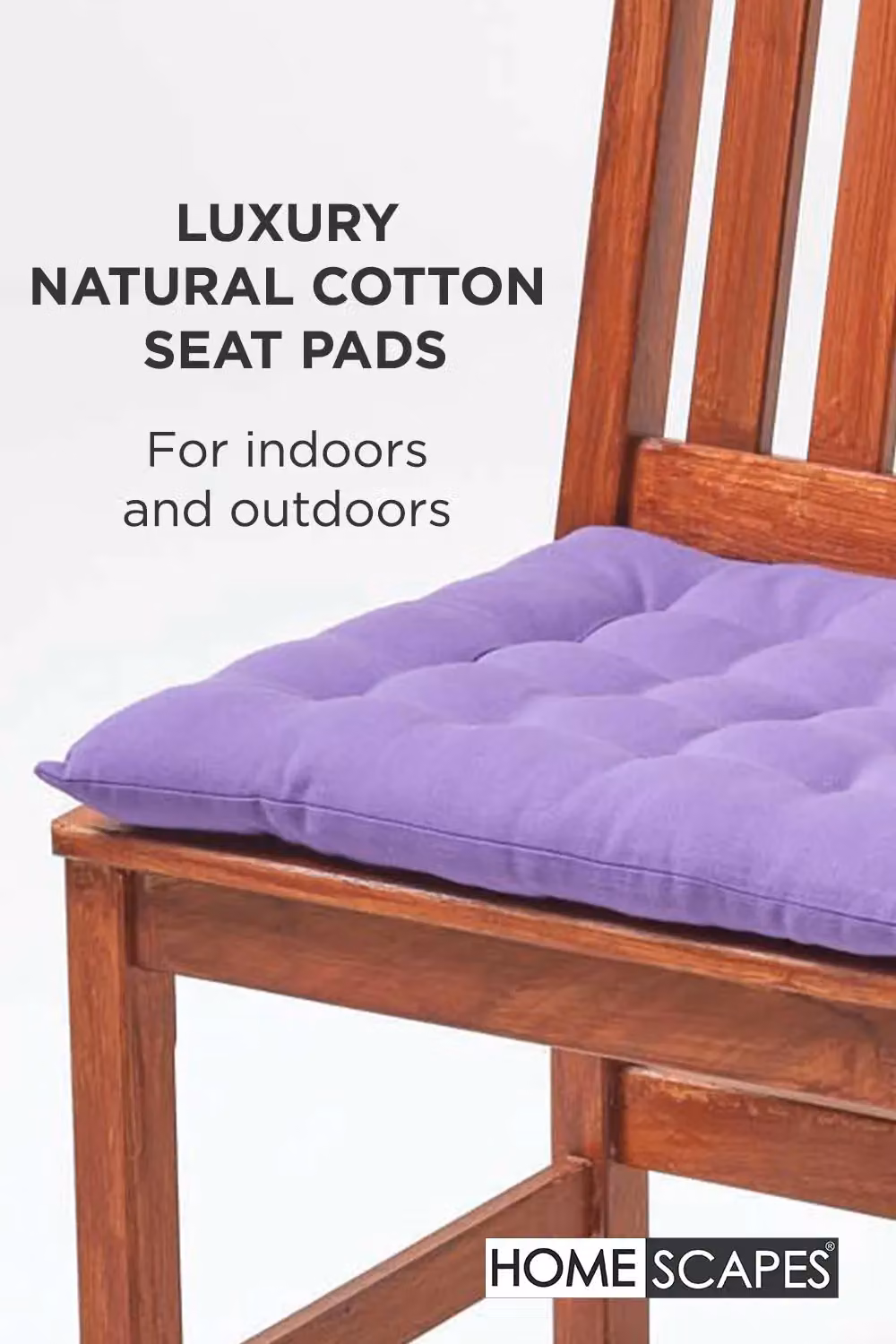 Homescapes Set of 4 Purple Quilted Cotton Seat Pads, W/D/H: 40 x 40 x 6.5 cm – 2
