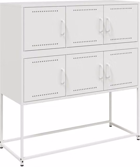 Berkfield Home White Matt Metal Sideboard W/D/H: 100.5 x 39 x 107 cm