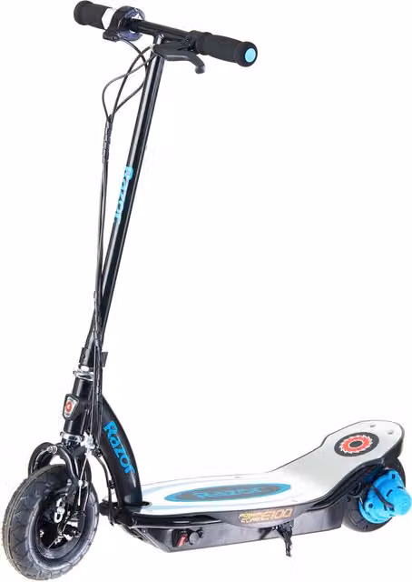 Razor Power Core E100 Electric Scooter in Blue and Black with 100W Hub Motor and Rechargeable Battery