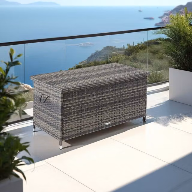 tectake Kiruna Garden Storage Box with Castors, Grey