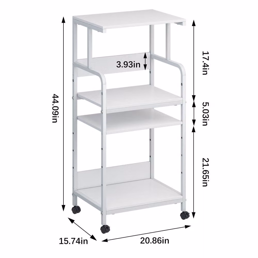 Huhote 4-Tier Printer Stand with Wheels and Adjustable Shelves, White – 2