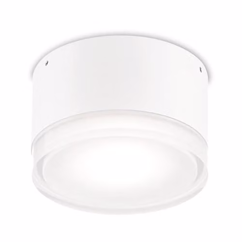 Netlighting Urano Modern Cylinder Flush Ceiling Light in White and Transparent