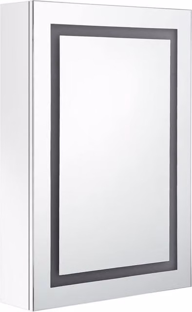 Berkfield Home LED Bathroom Mirror Cabinet in White, W/D/H: 50 x 13 x 70 cm