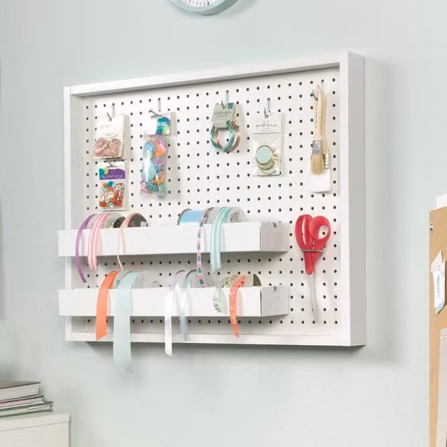 Teknik White Wall Mounted Peg Board with Back Panel
