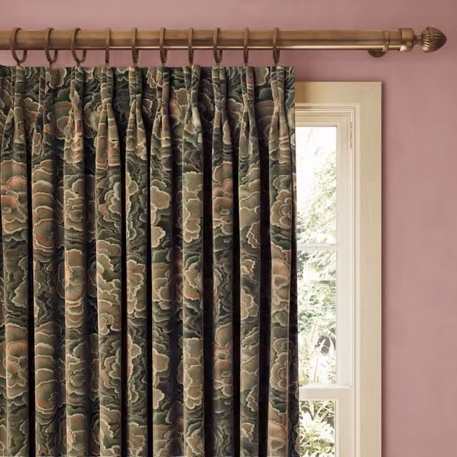 House of Hackney TRAMETES Velvet Curtain in Hosta Multicolour Floral Design