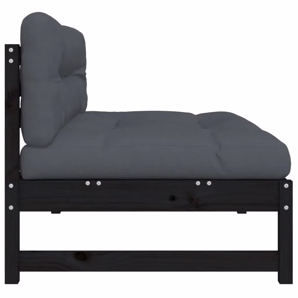 Berkfield Home Middle Sofa in Black and Grey with Solid Pine Wood Frame and Sleeping Function, W/D/H: 120 x 80 cm – 3