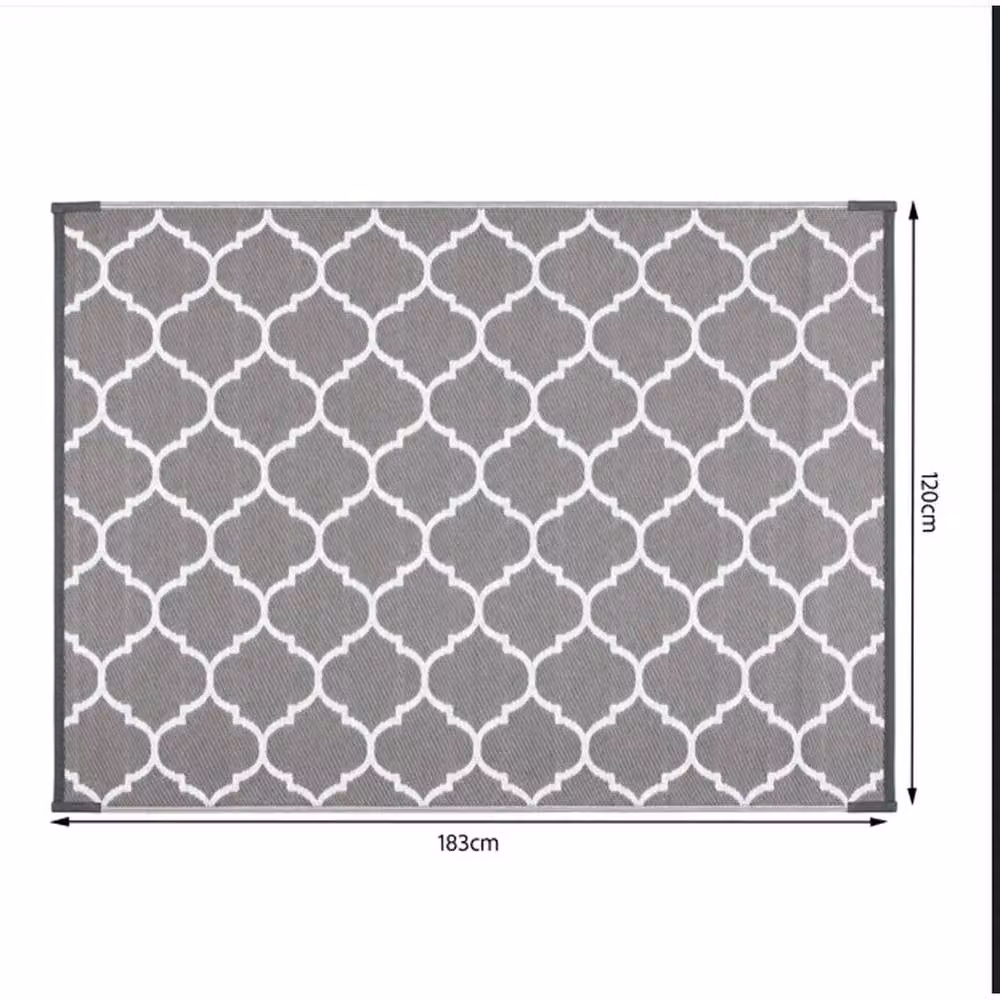 FLAVORA Reversible Geometric Outdoor Mat in Grey, W/D: 120 x 183 cm – 2