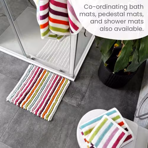 Allure Bath Fashions Cali Multi Striped Hand Towels, Pack of 2, Multicolour, 100% Cotton, W: 50 cm, H: 85 cm – 4