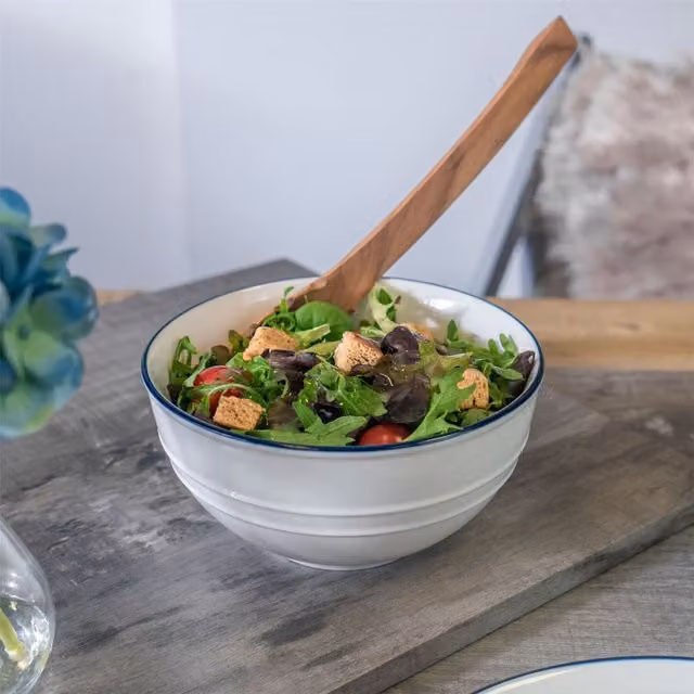 Nicola Spring White Porcelain Salad Bowls, Pack of 6, Diameter: 18 cm