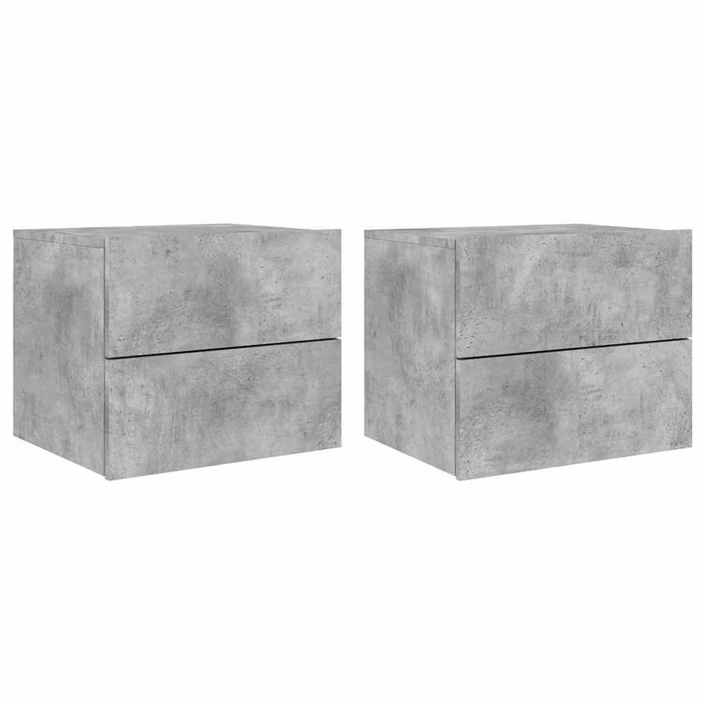Berkfield Home Set of 2 Wall-mounted Bedside Cabinets with Integrated LED Lights, Grey – 3