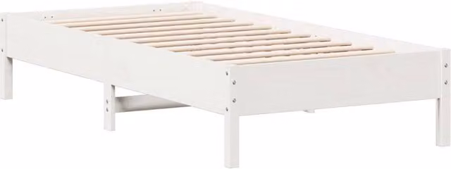 Berkfield Home Single Solid Wood Pine Bed Frame in White, W/D/H: 90 x 190 cm