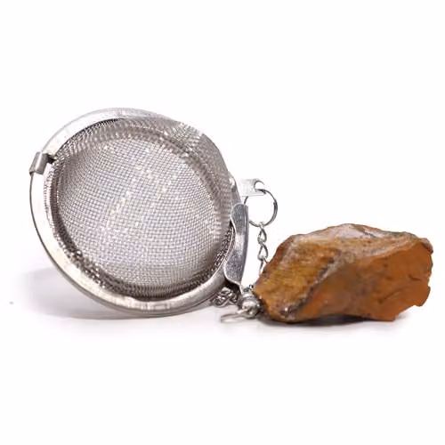 KDMD Raw Crystal Gemstone Tea Strainer with Fine Mesh Sieve in Brown and Gold Tigers Eye – 5