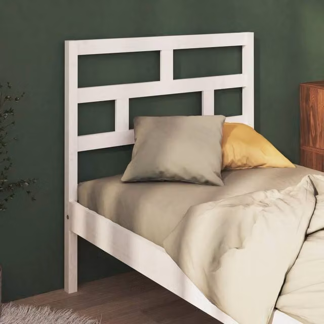 Berkfield Home Beautiful Bed Headboard in White Solid Pine Wood, W/D/H: 96 x 4 x 100 cm