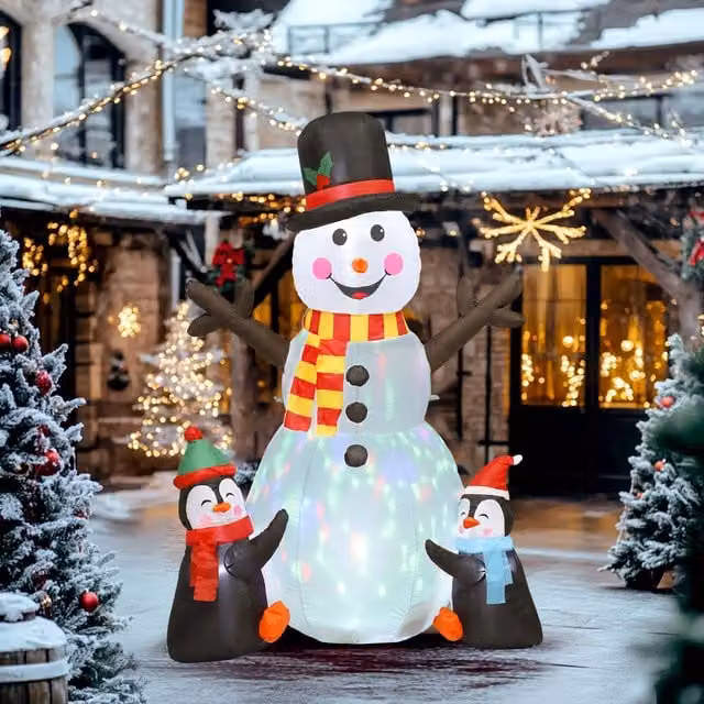 OUTSUNNY White Inflatable Christmas Decoration with Flashing Projector Light, Height: 182.88 cm – 1