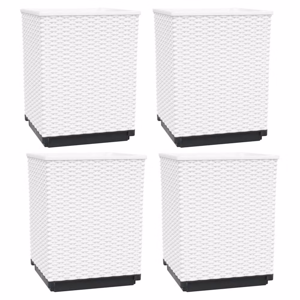 Berkfield Home Set of 4 White Polypropylene Planter Tubs, W/D/H: 30 x 30 x 37 cm – 3