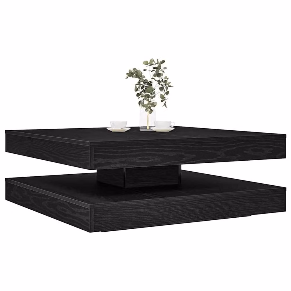 Berkfield Home Modern Rotating Coffee Table in Black Oak, W/D/H: 90 x 90 x 34.5 cm – 2