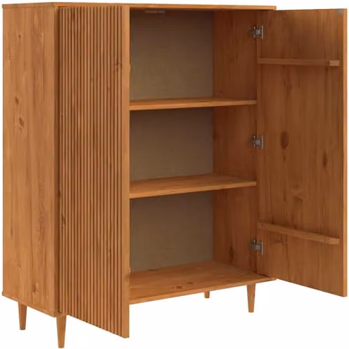 Dorel Home Furnishings Jerzy Highboard in Brown Waxed Pine with 2 Hinged Doors, D/W/H: 38 x 99 x 120 cm – 4
