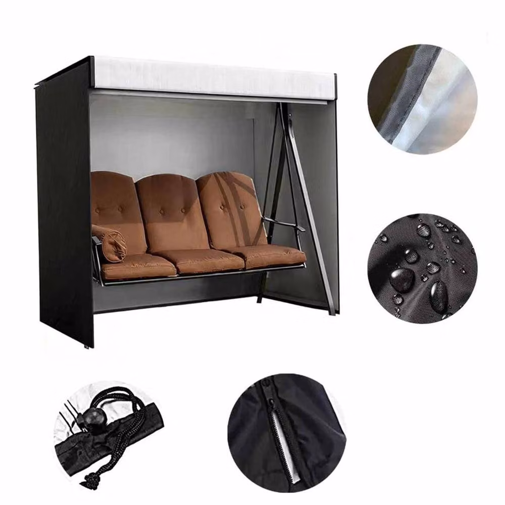 NESTLUNE Heavy Duty 600D Oxford 3 Seater Waterproof Swing Seat in Black, W: 100 cm, D: 15 cm – 4