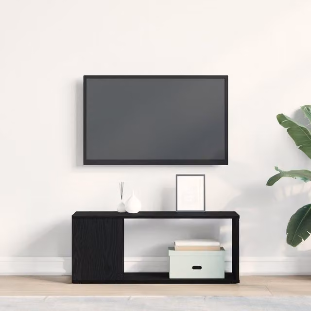 Berkfield Home Modern White and Black TV Stand Made from Engineered Wood, W/D/H: 80 x 24 x 32 cm – 1